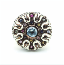 MCL Matthew Campbell Laurenza Multi Color Sapphire Enamel Flower Ring Sz... - £335.90 GBP
