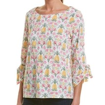 J. Mclaughlin Top Pullover Tunic Pineapple Pattern Cotton Spandex 3/4 Sleeve L - £19.71 GBP