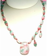 Ruby Red, Green and Pink Candy Jade Necklace and Earring Jewelry Set - €43,12 EUR