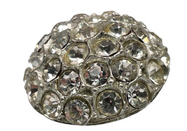 Vintage Rhinestone Dome shape Silver tone Metal Replaement button 1.10&quot; - £5.55 GBP