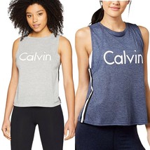 $39 Calvin Klein Performance Racing-Stripe Cropped Tank Top - £14.34 GBP