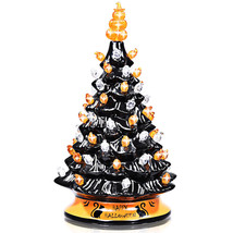 15&quot; Pre-Lit Ceramic Hand-Painted Tabletop Halloween Tree Battery Powered... - $67.99
