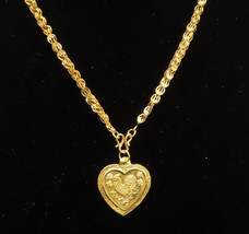 CHINESE 24K GOLD - Vintage Engraved Rooster Zodiac Heart Chain Necklace ... - £760.75 GBP