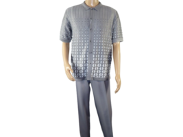 Men Silversilk 2pc walking leisure suit Italian woven knits 3115 Gray White - $90.99