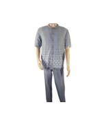 Men Silversilk 2pc walking leisure suit Italian woven knits 3115 Gray White - £72.71 GBP