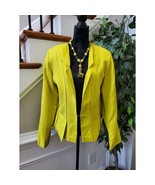 Ashley Stewart Women&#39;s Yellow Cotton &amp; Linen Long Sleeve Open Front Blaz... - $690.10 MXN