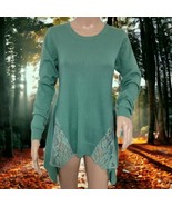 LOGO Cashmere Blend Sweater XXS Sage Asymmetric Tunic Lace Fairy LORI GO... - £19.49 GBP