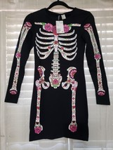 H&amp;M DIVIDED Day of the Dead Black Long Sleeve Skeleton Dress NEW W/Tags ... - $19.80
