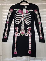 H&amp;M DIVIDED Day of the Dead Black Long Sleeve Skeleton Dress NEW W/Tags Size 4 - £15.64 GBP