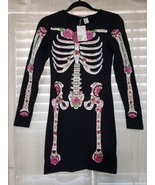 H&amp;M DIVIDED Day of the Dead Black Long Sleeve Skeleton Dress NEW W/Tags ... - $27.17 CAD