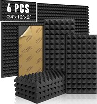 Facmogu 6 Pack Self-Adhesive Sound Proof Foam Panels, 24&quot; X 12&quot; X 2&quot; High - £24.61 GBP