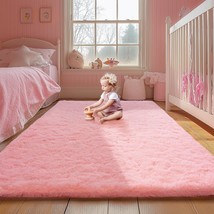 Pink Rug For Girls Bedroom, 4X6 Fluffy Area Rugs For Kids Playroom, Furr... - $37.92