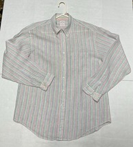 Brooks Brothers 100% Linen Button Up Shirt Men’s Large Multicolor Long S... - $464.53 MXN