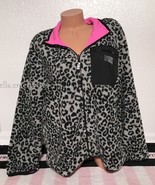 Victoria&#39;s Secret Pink Gray Leopard Print Pink Reversible Sherpa Zip Jac... - £94.36 GBP
