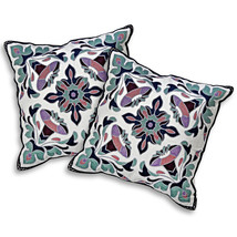 Embroidered Bohemian Floral Garden Throw Pillow Cover Set of 2 - £23.88 GBP