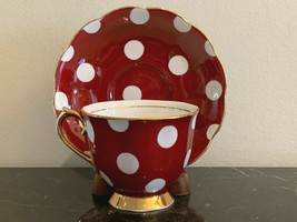 Royal Albert Red Cup and Saucer with White Polka Dots - £79.12 GBP