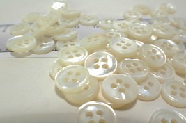 20 white MOP mother of pearl SHIRT BUTTONS (sizes 18L 16L 14L) x 2mm thick - £5.12 GBP