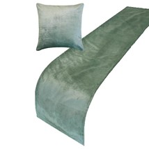 Ice Blue Velvet Plush - Velvet Ice Blue Decorative Bed Runner and Pillow... - $55.09+