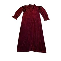 VTG Gilligan O&#39; Malley Women&#39;s Red Velvet Velour Bishop Sleeves Nightgown Robe - £37.31 GBP