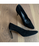 Vintage 90s Stuart Weitzman Novelty Heel Black Suede 3” 8.5 - €52,52 EUR