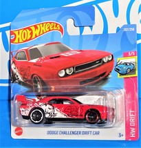 Hot Wheels 2022 Short Card HW Drift #207 Dodge Challenger Drift Car Red w/ MC5s - £2.33 GBP