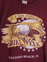 Vintage 1997 Daytona Bike Week 56th Annual Burgundy T Shirt Cotton XL Mens 50/50 - £31.85 GBP