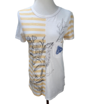 Anthropologie Postmark Embroidered Graphic Print Short Sleeve Knit Top Tee Sz S - £19.37 GBP