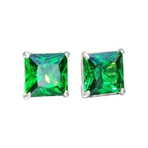 2ct Green Emerald Solitaire Stud Earrings 14k White Gold GP Women&#39;s Day Gift - £83.97 GBP