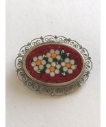 Vintage Micro Mosaic Brooch Pin Daisy Flowers Retro 50s Tourist Souvenir... - €28,65 EUR