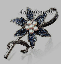 Victorian 1.68ct Rose Cut Diamond Pearl Designer Halloween Brooch Vintage - $656.35