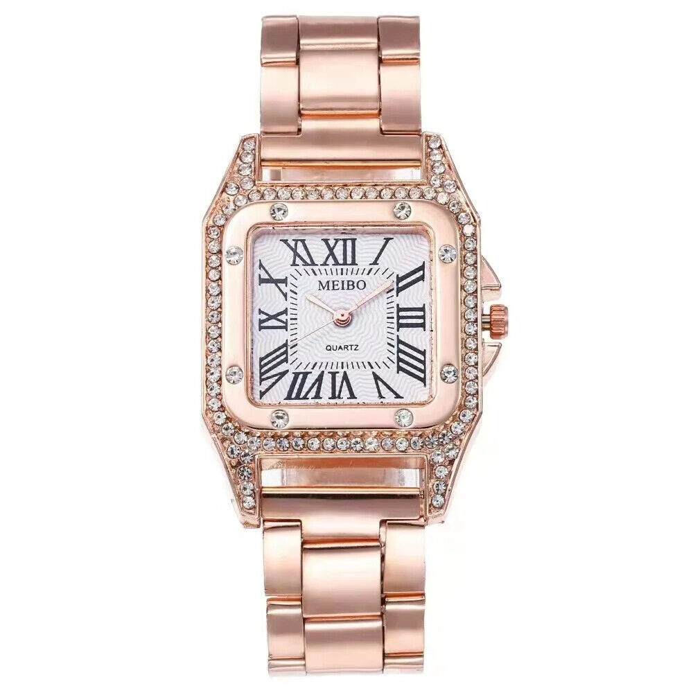 Women&#39;s Rose  Gold Tone Rhinestone Analog Dress Watch - $11.88