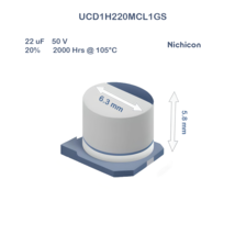 10X UCD1H220MCL1GS Nichicon 22uF 50V 6.3x5.8 Aluminum Electrolytic Capacitor SMD - £3.08 GBP