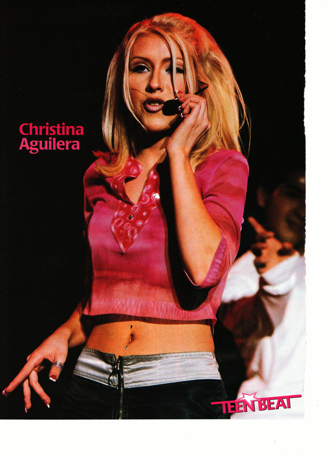 Primary image for Christina Aguilera teen magazine pinup clipping pink nail polish live on stage 