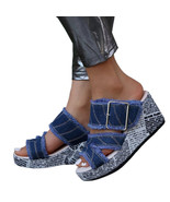 Yuki Women | Teens Distressed Denim Platform Wedged No-Slip Indoor-Outdo... - $702.32 MXN