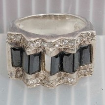 Argent Onyx Bague Diamant Pièces Ou Réparation - £322.89 GBP