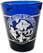 San Juan Islands Map Shot Glass Cobalt Blue Man Cave Bar Collectible - £15.35 GBP