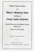2nd Baptist Church Atlanta Womans Missionary Union 1942 Convention Program - £17.41 GBP