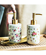 Rose Flower Ceramic Hotel Soap Dispenser Lotion Gel Perfume Liquid Pump ... - £14.21 GBP