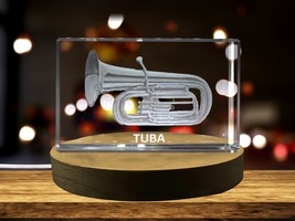 LED Base included | Tuba 3D Engraved Crystal 3D Engraved Crystal Keepsake - £31.44 GBP+