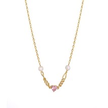 18K Gold Pink Jelly Heart Necklace  - vinader,bold, stylish, vermeil, gift - £32.73 GBP