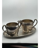 Antique Silverplate Creamer Sugar Tray Set Vintage Silver on Copper Patina - $35.94 CAD