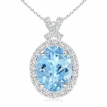 ANGARA Aquamarine Pendant in 14k Solid Gold (Grade-AAAA, Size-10x8) - £1,514.30 GBP