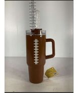FOOTBALL STAINLESS STEEL 33.5 oz. TUMBLER WITH STRAW - $21.00