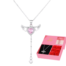 S925 Silver Angel Love Clavicle Chain Moving Wings Necklace Valentine&#39;s Day Gift - £25.71 GBP