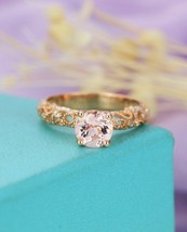 1.30Ct Round Cut Peach Morganite Solitare Engagement Ring 14k Rose Gold Over - £63.06 GBP