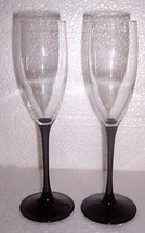 Luminarc Arocroc Champagne Ebony Black Long Stem Flute Glasses - Made In France - £19.65 GBP