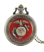 US Marine Corps Pocket Watch with Necklace VETERAN/MILITARY GIFT - $438.24 MXN