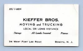 Kieffer Brothers Moving and TruckingVtg Business Card Bogota New Jersey BC1 - $17.77