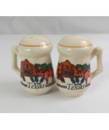 Vintage Texas Bull &amp; Armadillo Western Scene Souvenir 2.5&quot; Salt &amp; Pepper... - $13.56 CAD