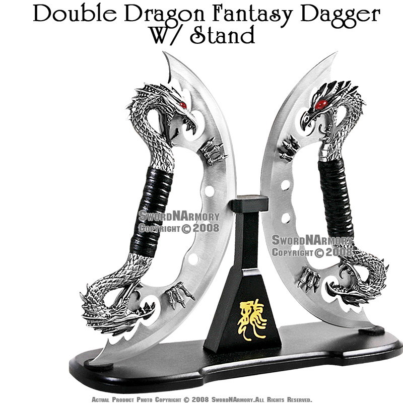 Set of 2 Highly Detailed Dual Fantasy Dragon Daggers Sword